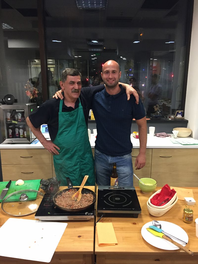 Iraqi chef Freddie and I in his cooking class