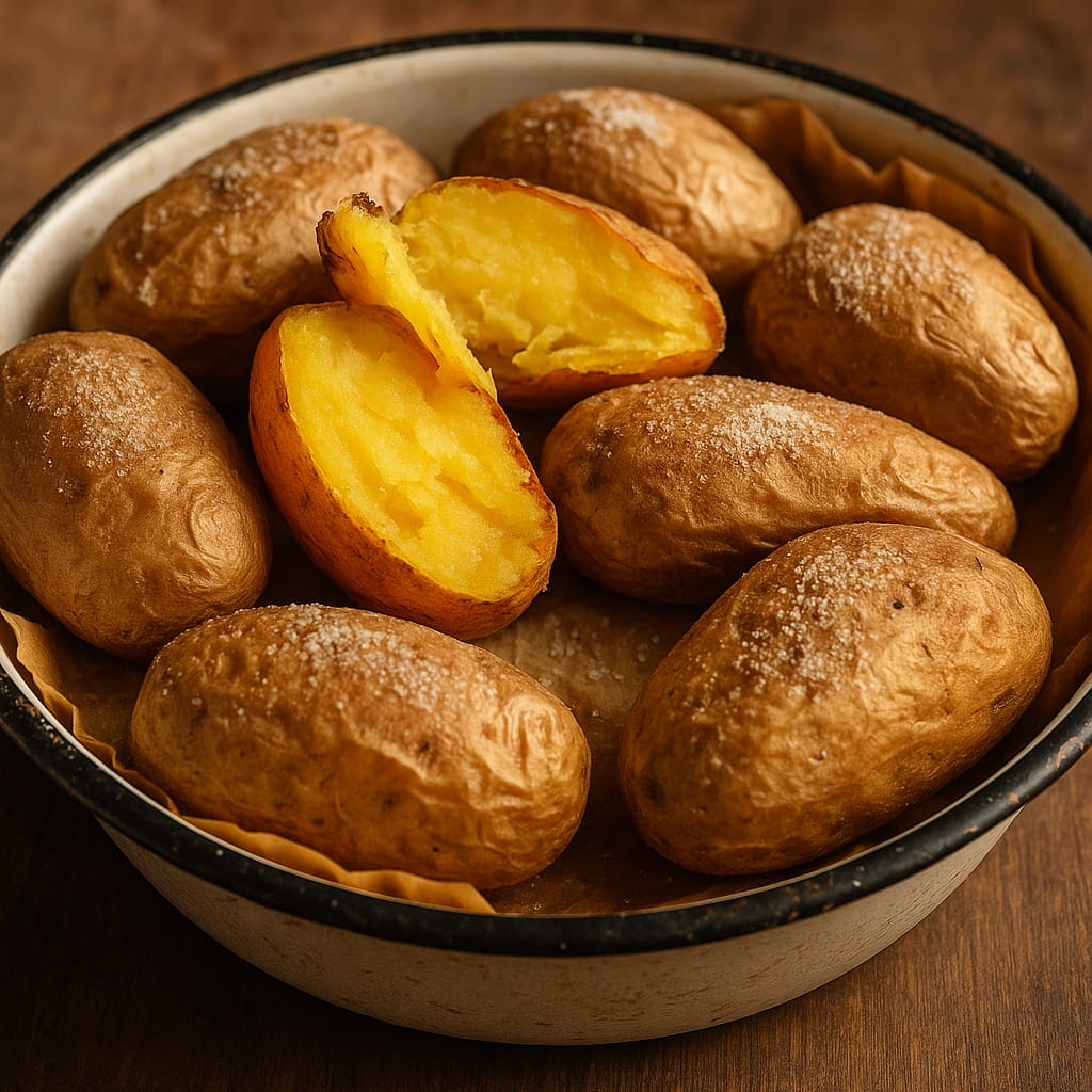 Salt-crusted baked potatoes – easy two-ingredient potato recipe with fluffy inside and golden skin.