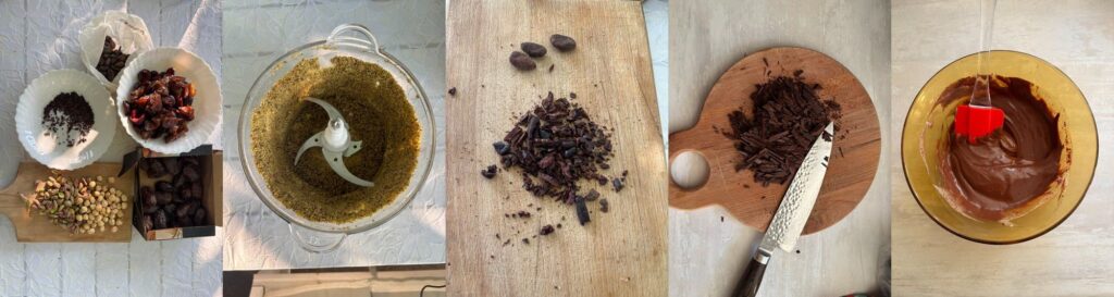Step by step instructions for the raw dates hazelnut balls.